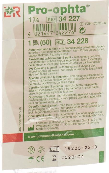 Produktbild Pro Ophta Augenverband S durchsichtig (1 x)