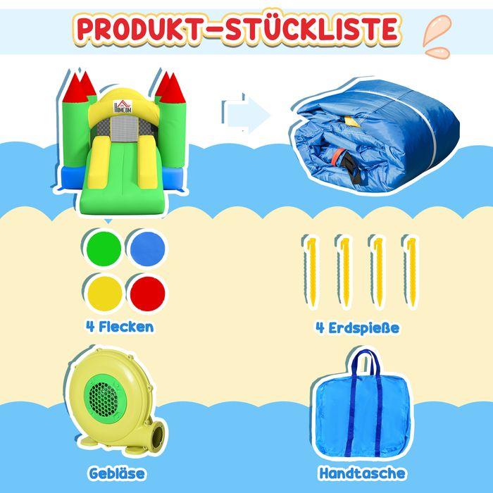 Produktbild Swisshandel24 Aufblasbare Hüpfburg, Rutsche Trampolin Sicherheitsnetz 3-10 Jahre Oxford 300x180x160cm