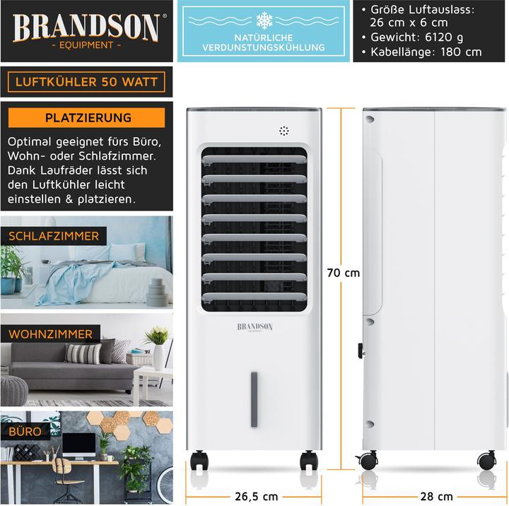 Actual product image Brandson Tower fan with water cooling, 5 litre water tank, air filter, air cooler, air conditioner, fan, 50W (62 dB)