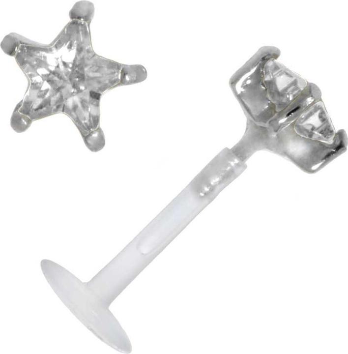 Bijouteria Piercing für Lippe/Tragus (Bioplast, Silber 925, Zirkonia)