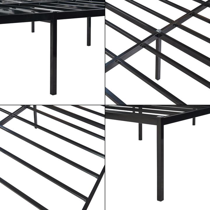 Actual product image En.Casa Metal bed Vårdö with mattress 180x200 cm black (180 x 200 cm)