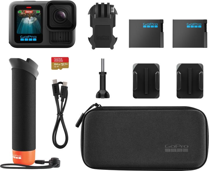 Productafbeelding GoPro HERO13 Black Accessory Hard Bundle (inkl. 64 GB MicroSDXC-Karte) (60p, Bluetooth, WiFi)