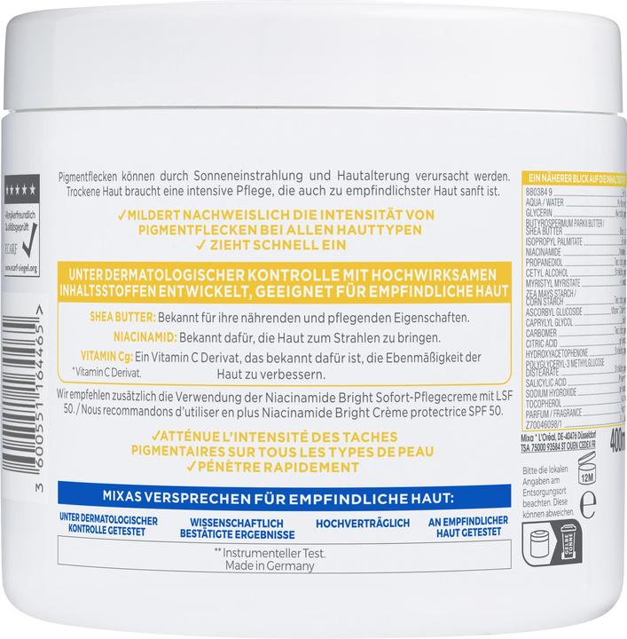 Nährwerte und Zutaten Mixa Body Care (Körpermilch, 400 ml)