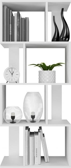 Actual product image Topeshop Bookcase FIESTA 4P 59 5x30x140 cm white (59.5 x 30 x 140 cm)