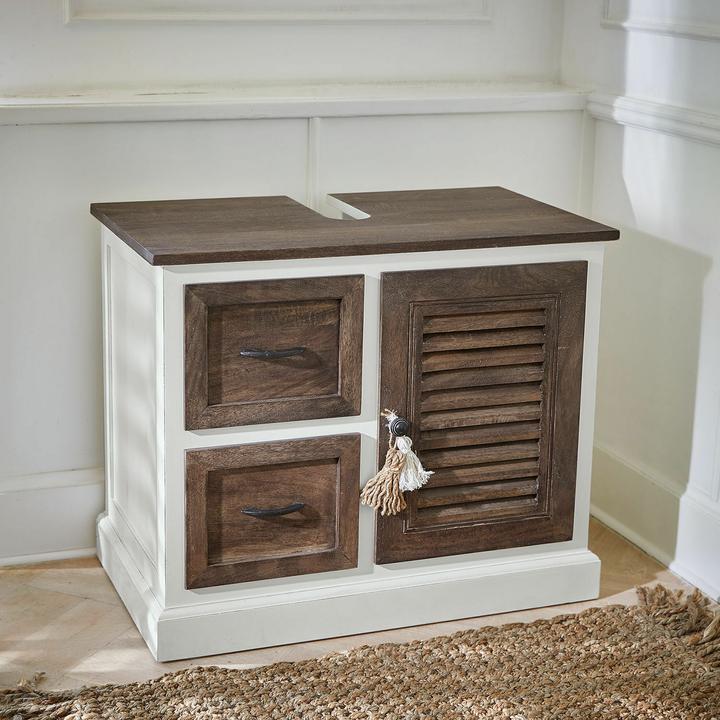 Produktbild Loberon Waschbeckenunterschrank Farmington weiss/braun