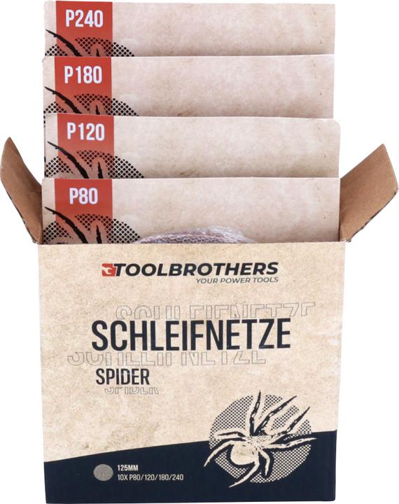 Actual product image Tool Brothers DBO 180 Z Cordless Random Orbit Sander 18 V 125 mm + Toolbrothers SPIDER Mains Abrasive Set - (Eccentric grinder)