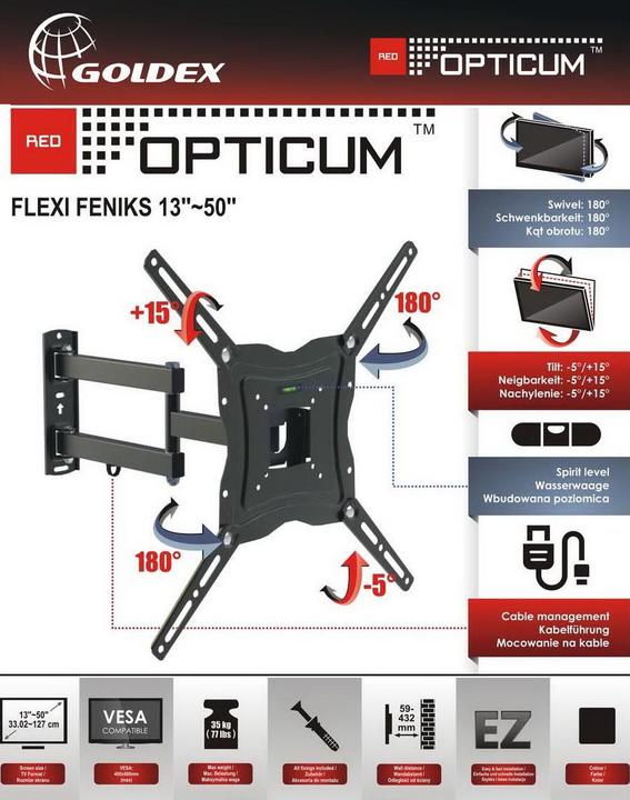 Image du produit Opticum RED Support TV mural Flexi Maxx (Mur, 52", 25 kg)