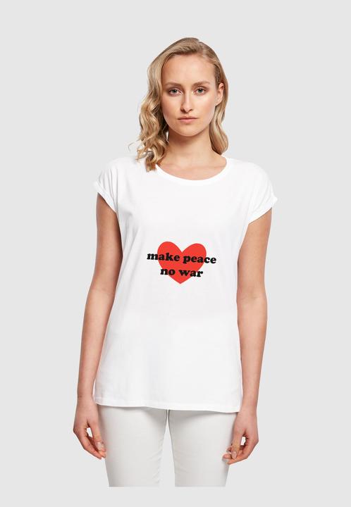 Actual product image Merchcode Ladies Peace - Red Heart White Extended Shoulder Tee - 161435 (XS)