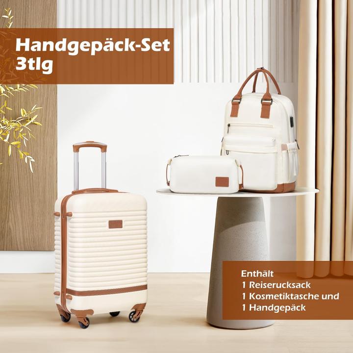 Image du produit Coolife 3-teiliges Handgepäck-Set mit Rucksack und Kulturbeutel (Bagage à main (jusqu'à 50l))