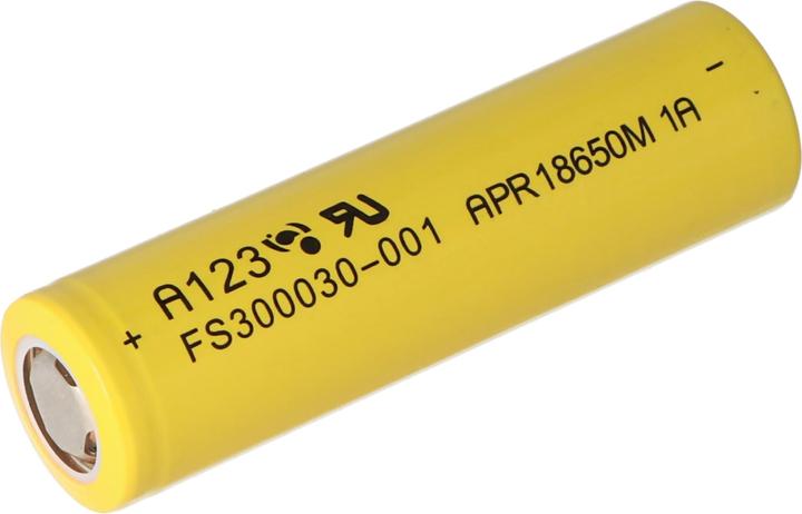 Actual product image AccuCell Battery A123 APR18650M1-A, LiFePo4 battery (18650, 1100 mAh)