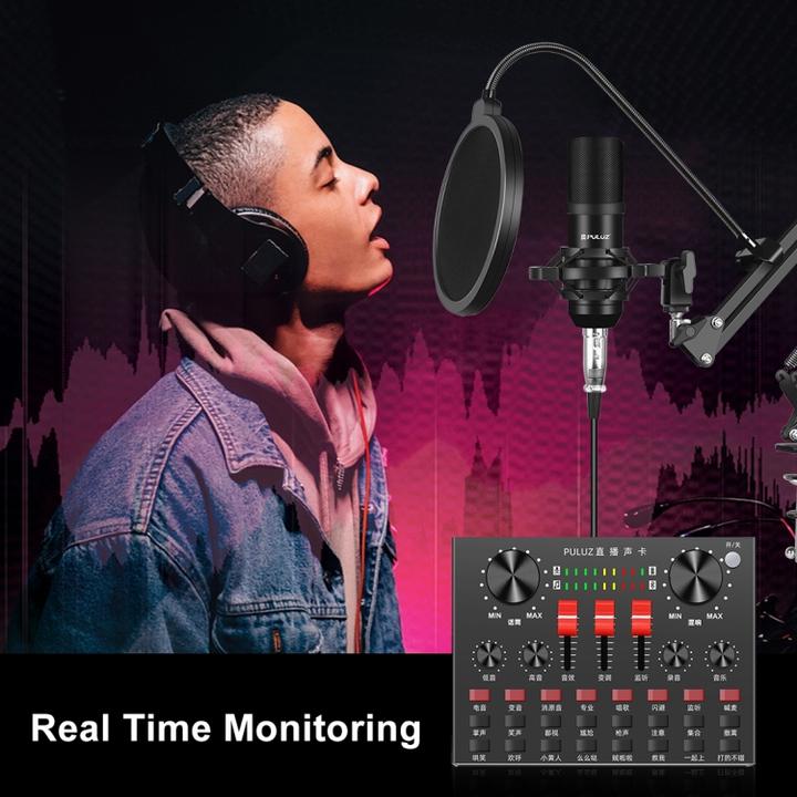 Produktbild Puluz Sound Card Live Broadcast Bluetooth + Scissor Arm & Metal Shock Mount, Chinese Version (Black)