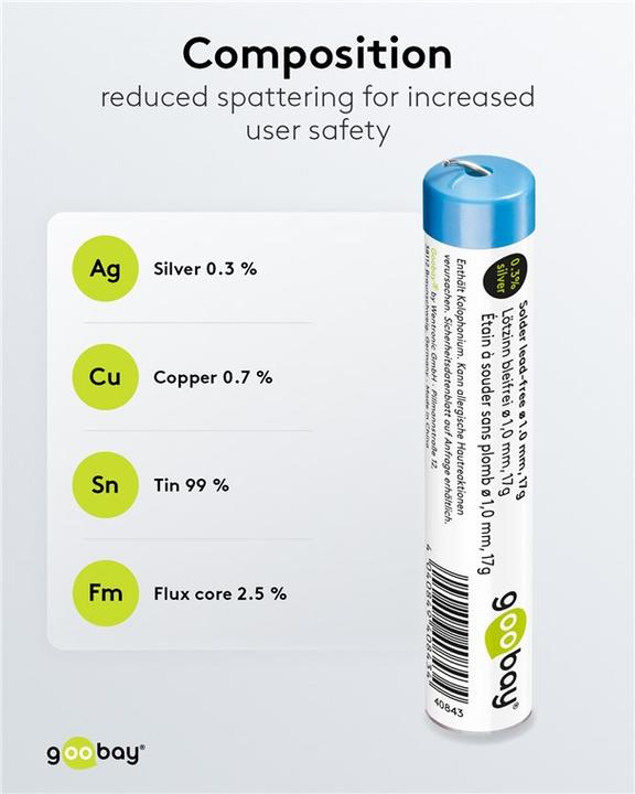 Actual product image Goobay Professional solder lead-free, ø 1.0 mm, 17 g (Solder)