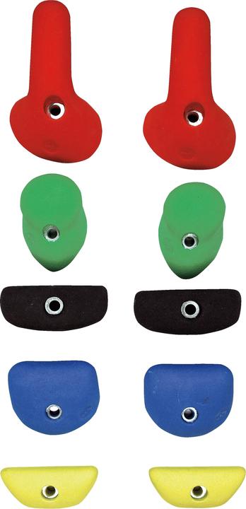 Actual product image On Top Klettern Climbing Handle Set Symmetry (Green, Yellow, Blue, Red and black)