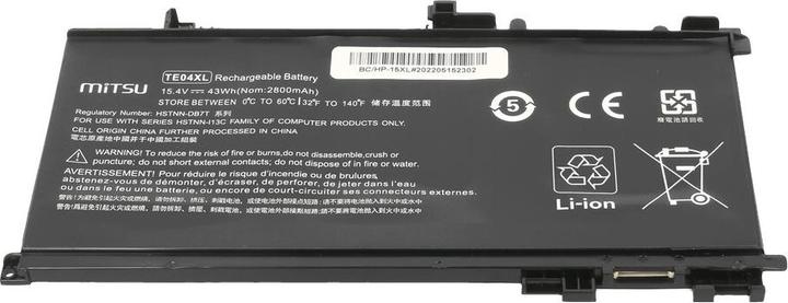 Actual product image Mitsu Battery for HP Omen 15 Pavilion 15 - 15 4V 2800 mAh (43 Wh) 15 4 Volt (4 Cells, 2800 mAh)