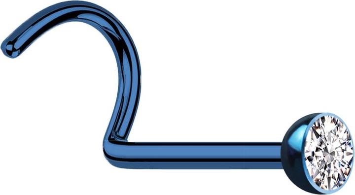 Produktbild Star Piercing Nasenstecker gebogen dunkelblau mit Kristall silber (Chirurgenstahl 316L, ohne Messing)