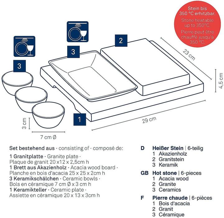 Actual product image Kela Hot Stone Plate XL Country 6-piece