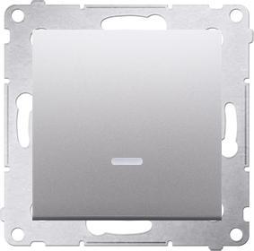 Actual product image Kontakt Simon single switch Simon 54 illuminated 16AX 250V silver matt (DW1AL.01