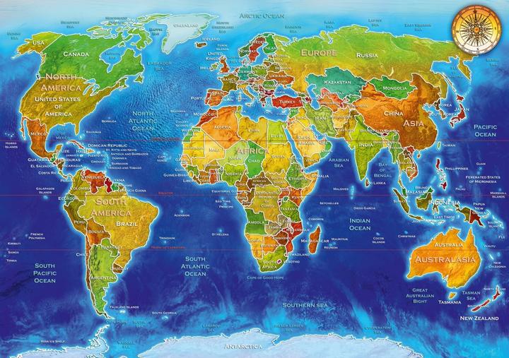 Actual product image Bluebird Geopolitical Map of the World Puzzle (1000 pieces)