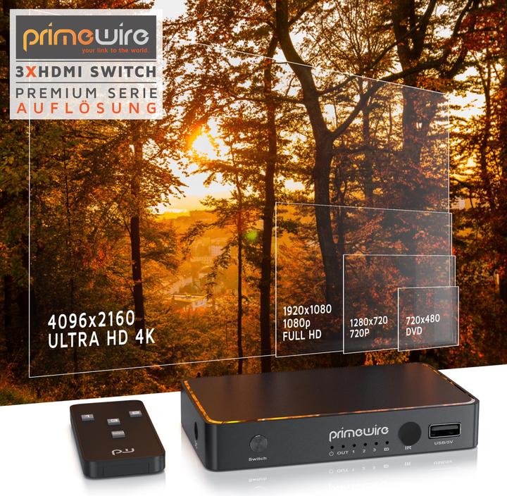Actual product image Primewire 4K HDMI Switch with Remote Control
