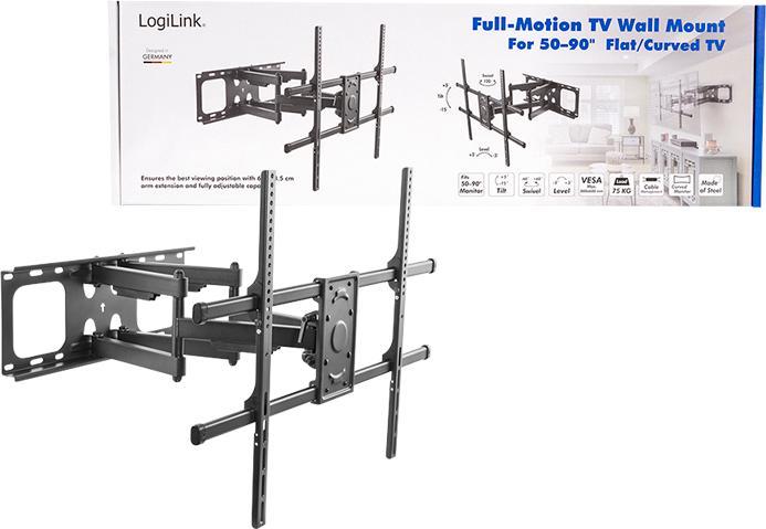 Actual product image LogiLink Monitor bracket tiltable swivel 50-90 inch (127cm - 229cm) max 75 Kg max Versa 600 x 800 BP0152 (Wall, 90", 75 kg)