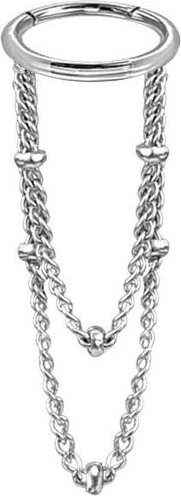 Star Piercing Micro Segmentring klappbar silber Anhänger zwei Ketten Ringe (Chirurgenstahl 316L)