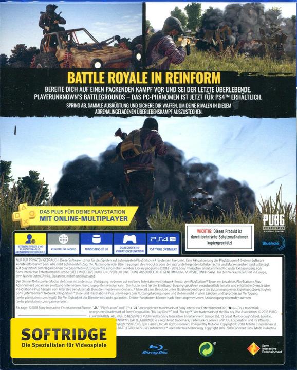 Produktbild Sony PlayerUnknown's Battlegrounds (PS4, DE)
