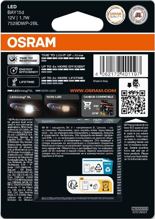Produktbild Osram Signallampen LEDriving SL P21/5W 12V (P21/5W)