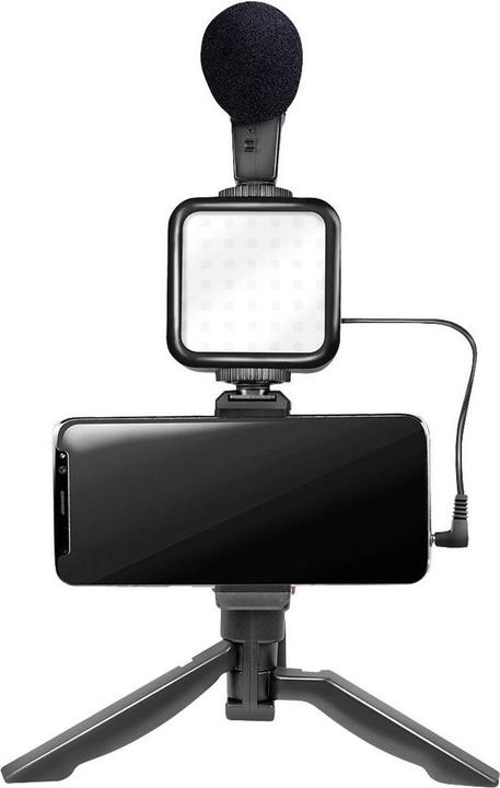 Actual product image LogiLink Vlogger Kit with LED light, microphone + tripod, for 4.77" smartphones