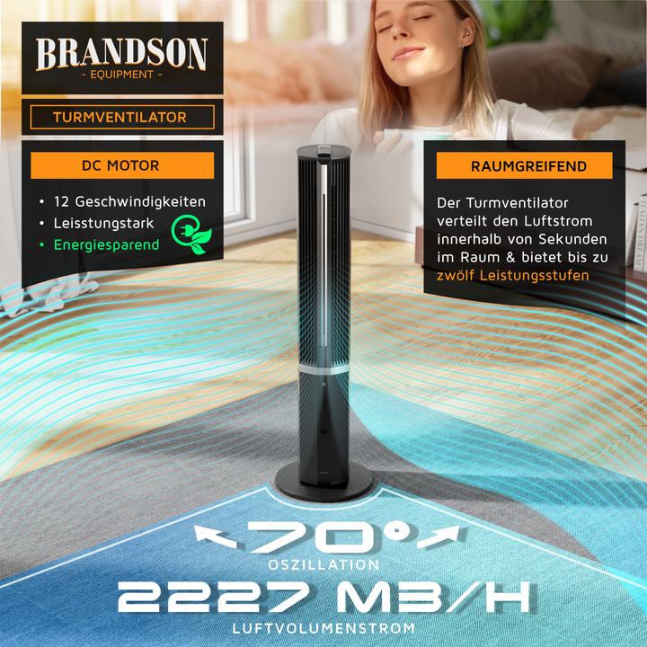 Produktbild Brandson Turmventilator mit Wasserkühlung, Luftkühler, Eco DC-Motor 55W, Timer, Oszillation, leiser Lüfter (53.50 dB)
