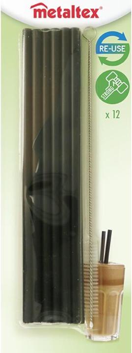 Actual product image Metaltex Plastic straws 12 pieces black (12 x)