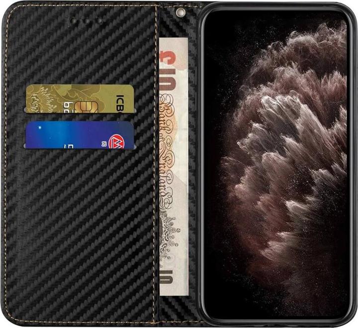 Produktbild Cover-Discount Galaxy A55 - Carbon Look Flip Case schwarz (Samsung Galaxy A55)