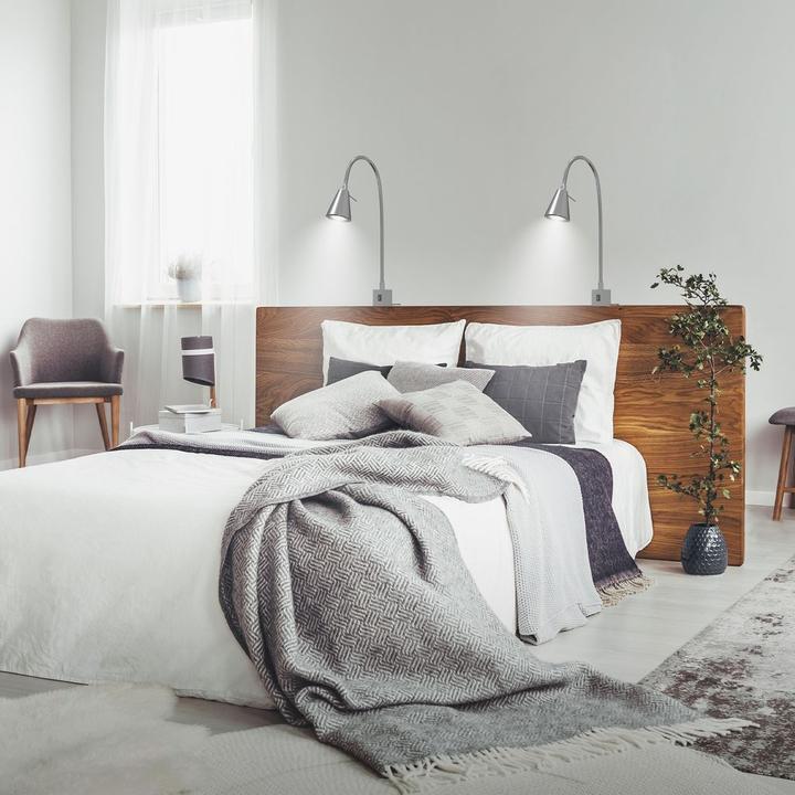Actual product image Briloner 2er Set LED Bettleuchte Schlafzimmer Wohnzimmer Matt-Nickel