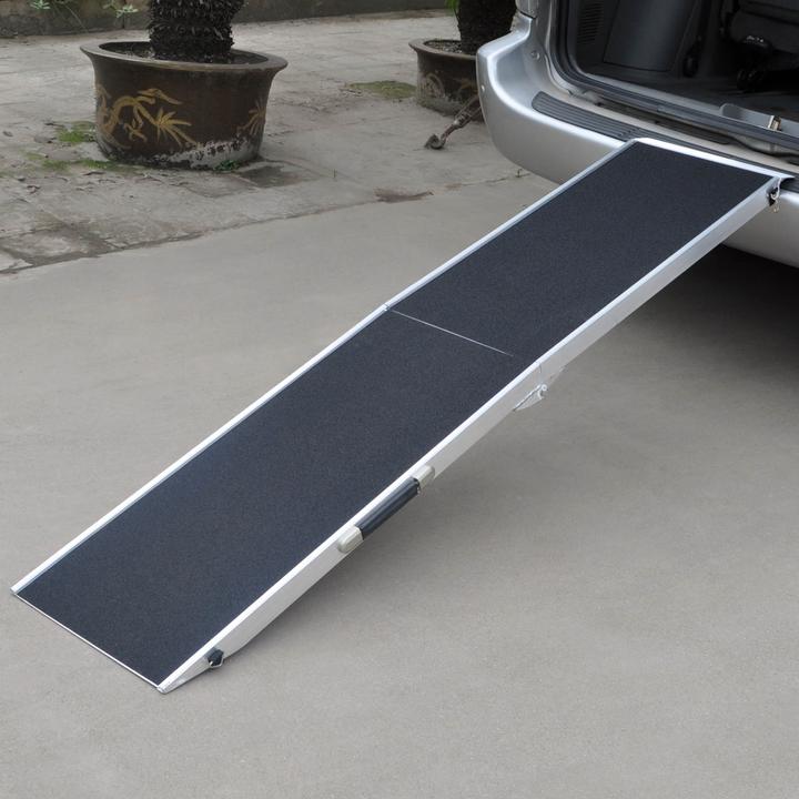 Actual product image Wiltec Foldable dog ramp 244x38cm 122x38cm 115kg Aluminium pet ramp (Dog, Foldable)