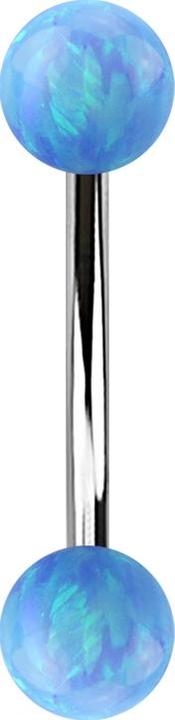 Immagine prodotto Star Piercing Micro banana argento con due sfere opale azzurro (Acciaio chirurgico 316L)