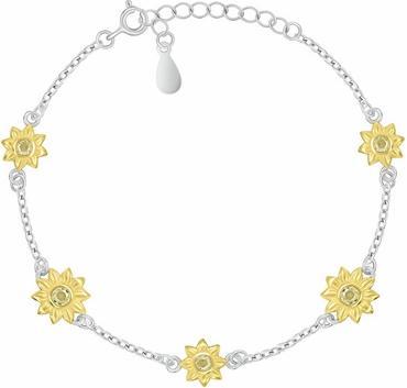 Actual product image Brilio Silver - Silver women's bicolor bracelet with flowers BRC225W