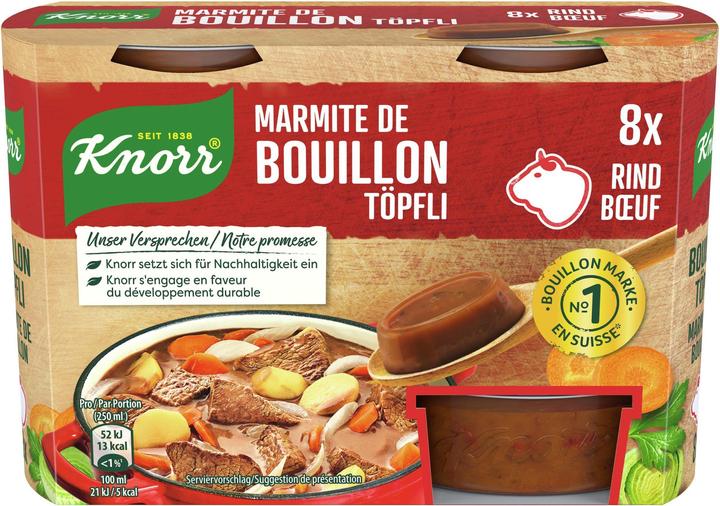Produktbild Knorr Bouillon Töpfli Rind, weiche Konsistenz & schnell löslich, Rindsbouillon für Saucen, Fleisch & Wok (4000 ml)