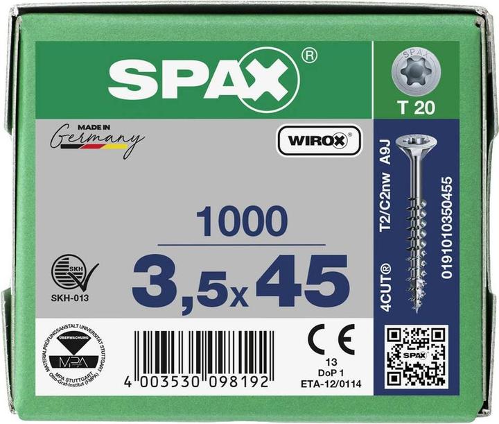Image du produit Spax Vis pour panneaux d'aggloméré SK T15 3,5x45 mm (1000 Vis par pièce)