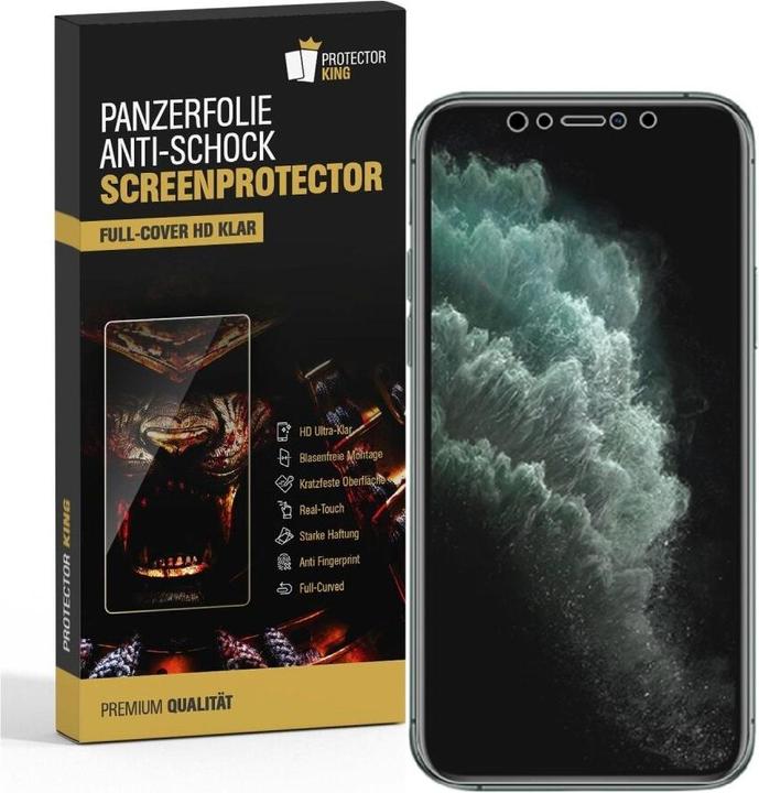 Produktbild Protectorking 1x Panzerfolie Anti-Shock Full Cover HD Klar (1 Stück, Apple iPhone XS)