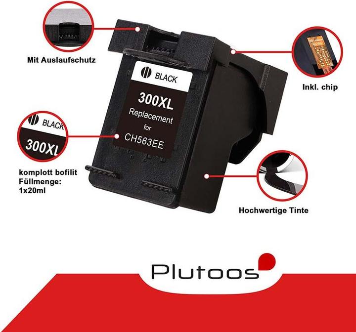 Actual product image Plutoos HP 300 XL HP 300 XL cartridges XXL compatible, set of 2 BK+CL (FC, CL)