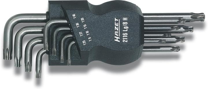 HAZET Winkelschraubendreher Satz 2116LG/8H ∙ Innen TORX Profil ∙ T9 ∙ T10 ∙ T15 ∙ T20 ∙ T25 ∙ T27 … (Pin-torx)