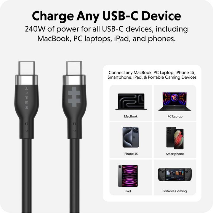 Produktbild Targus 2M Silicone 240W USB-C Charging Cable - (2 m, USB 2.0)
