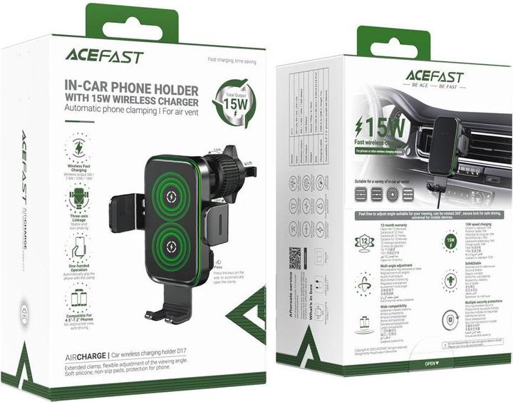 Produktbild Acefast Wireless charging car holder D17, 15W (black)