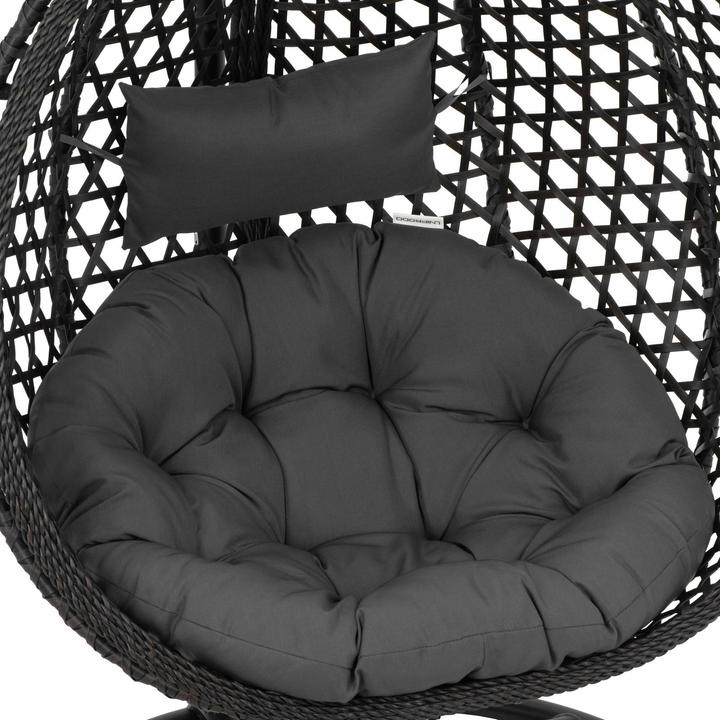 Produktbild Uniprodo Outdoor-Hängesessel mit Gestell Hängesessel Garten faltbar schwarz/grau 150 kg (150 kg)