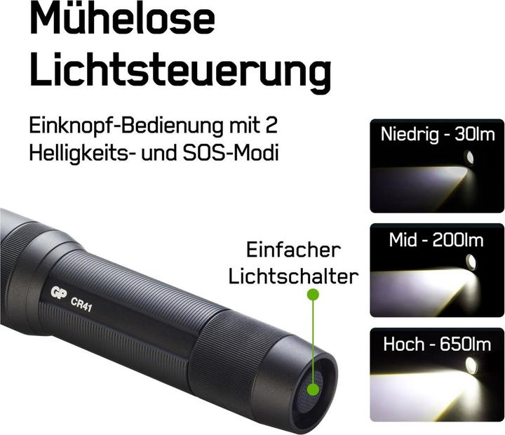 Produktbild GP Batteries Taschenlampe CR41 inkl. 1x 18650 Li-Ion Akku