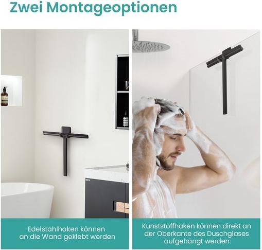 Actual product image Emke Shower Squeegee with Holder, 215mm, Black