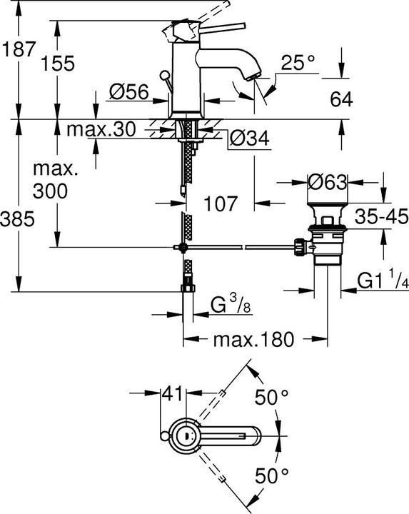 Immagine prodotto Grohe Miscelatore monocomando per lavabo Start Classic, 1/2". Dimensione S