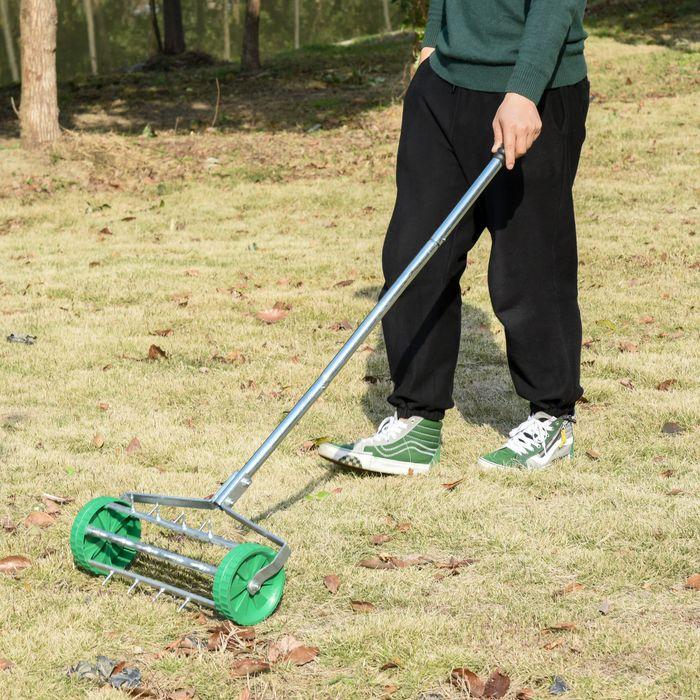 Image du produit Swisshandel24 Aérateur de pelouse Longueur du manche réglable Scarificateur manuel Aération de pelouse Rouleau à