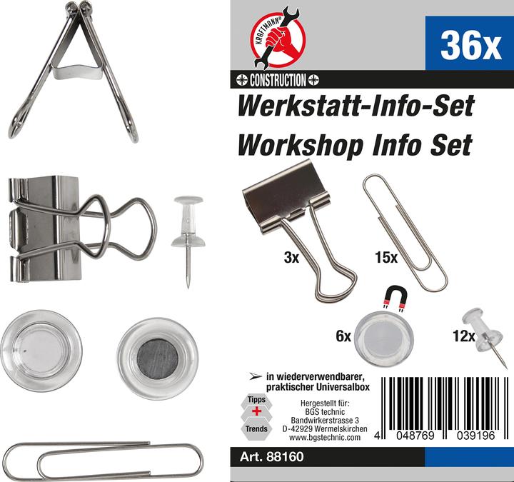 Image du produit BGS Assortiment matériel de bureau (agrafes de bureau, aimants, aiguilles) 36 pièces (1 x)