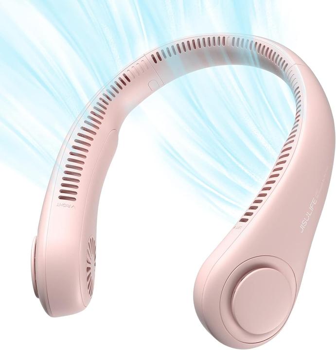 Jisulife - Premium Neck Fan Life3 (FA14) - Portable, 4000mAh, 3 Speeds - Pink