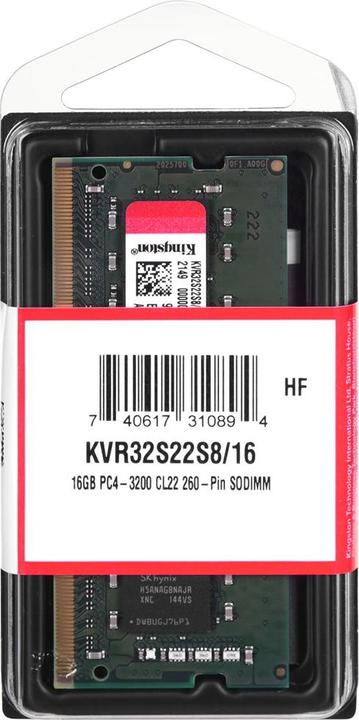 Produktbild Kingston ValueRAM (1 x 16GB, 3200 MHz, DDR4-RAM, SO-DIMM)